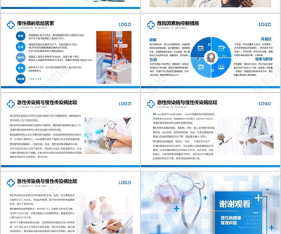 藍色歐美風格醫療慢性病健康管理講座動態PPT模板